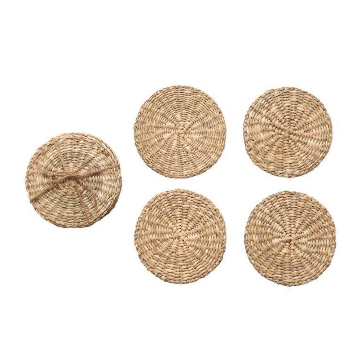 Round Seagrass Coasters with Jute Tie