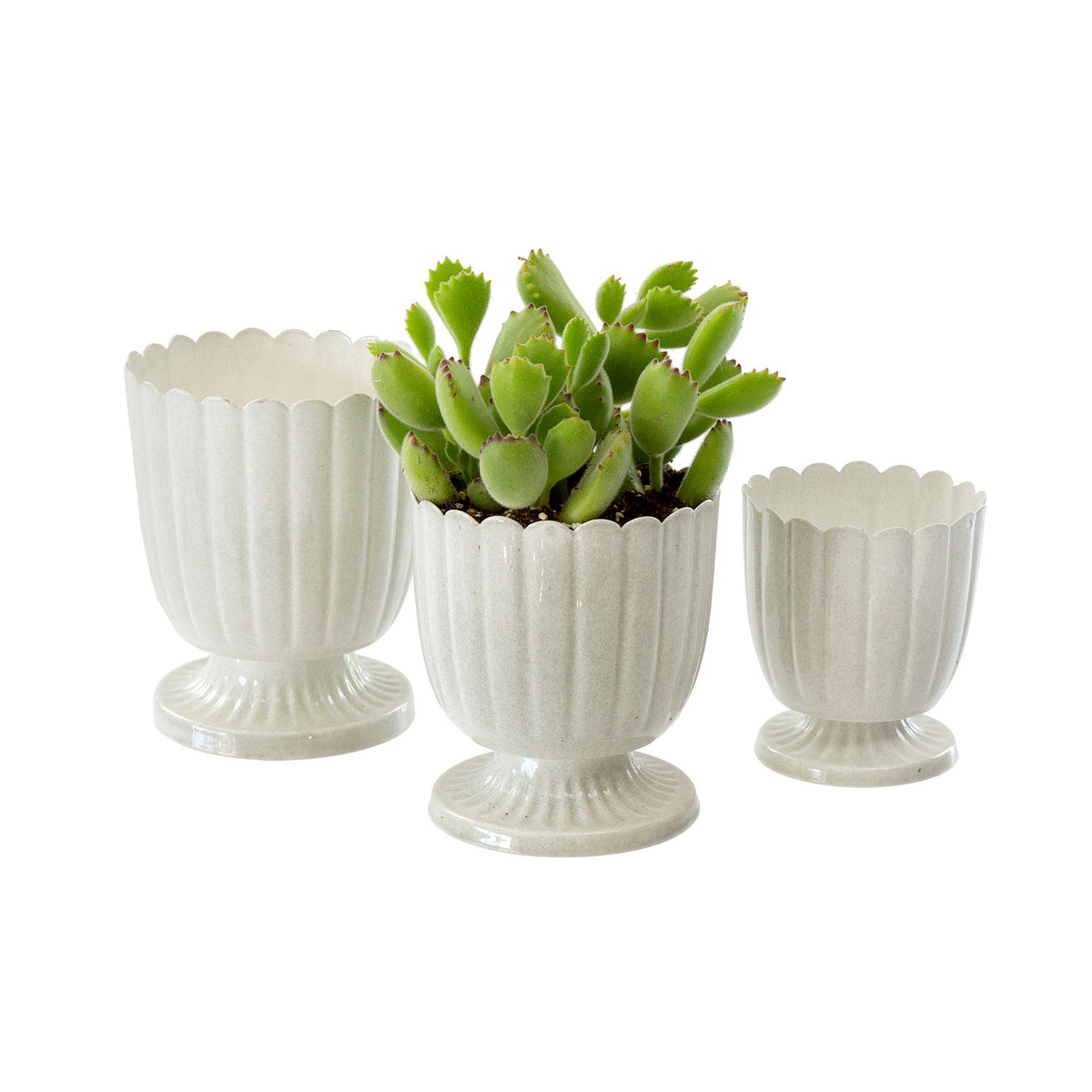 Floralis Metal Mini Urns, Set of 3, White