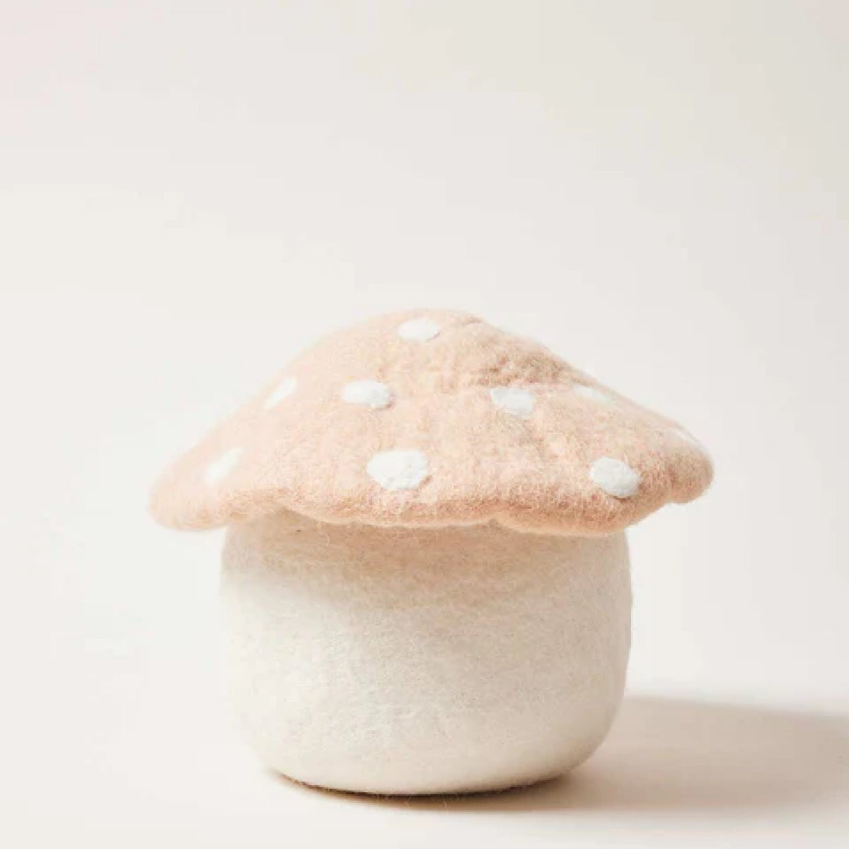Artisan Felted Blush Mushroom Doorstop