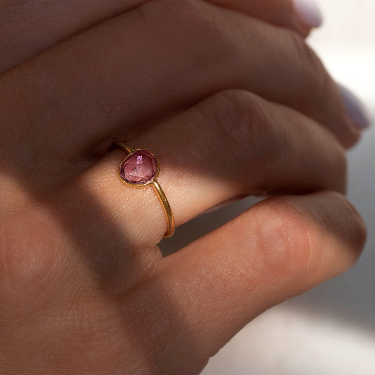 10K Rosecut Ring, Pink Sapphire