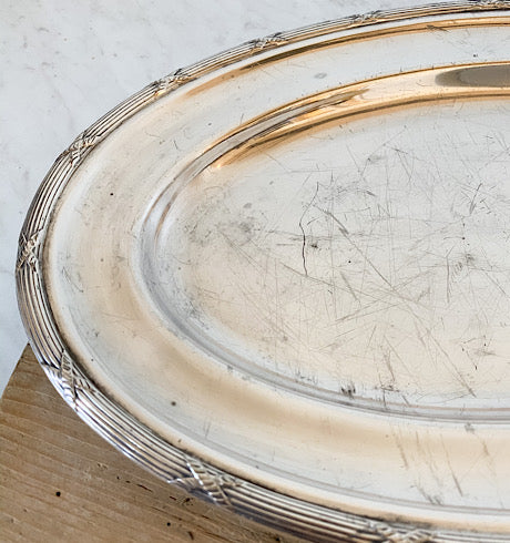 Pair of Antique Silver Oval Trays