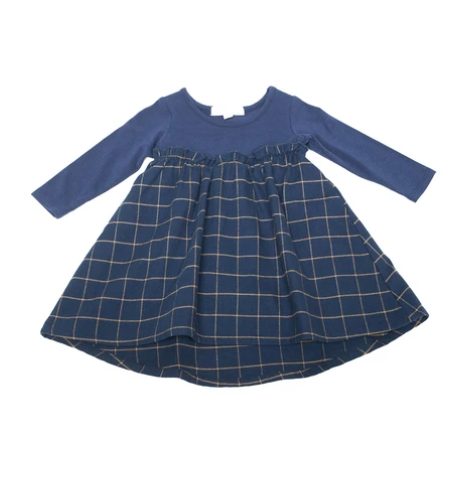 Navy blue plaid outlet dress