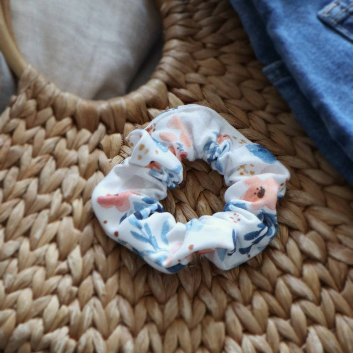 Organic Cotton Hair Scrunchie - Fawn Florals