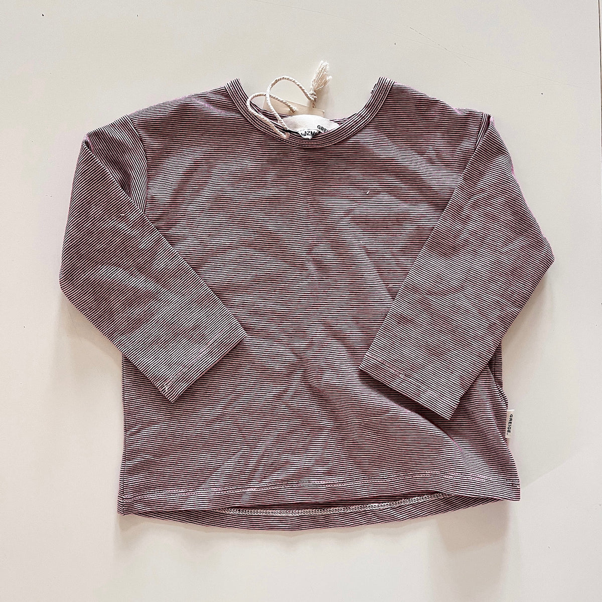 The Long Sleeve Tee, Cranberry Stripe