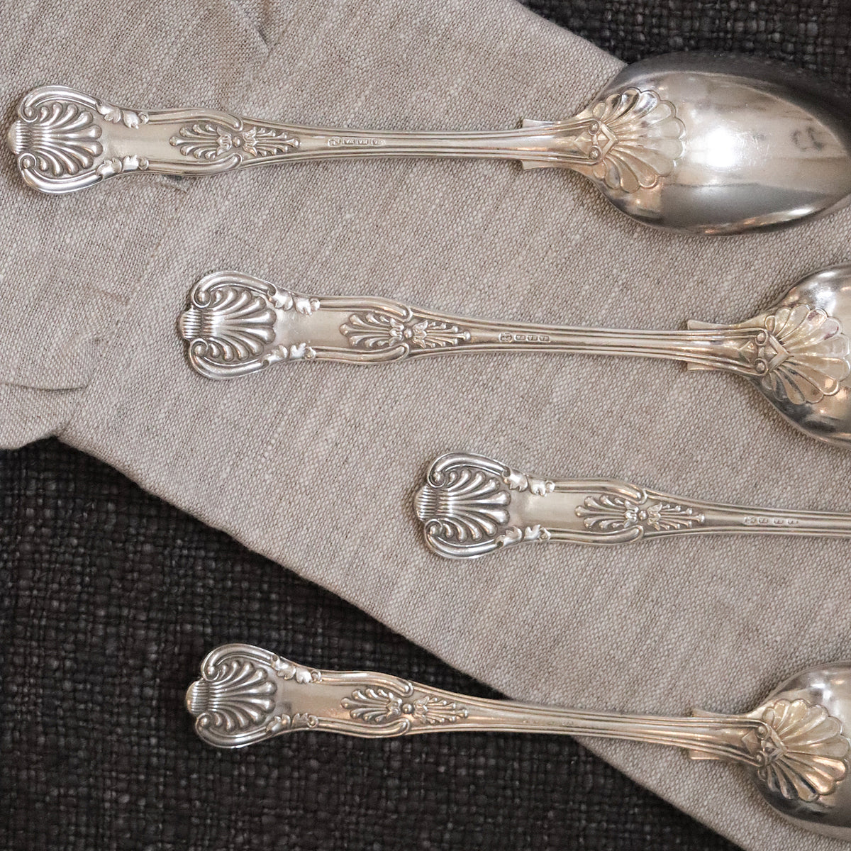 Kings Pattern Shell set of 4 spoons