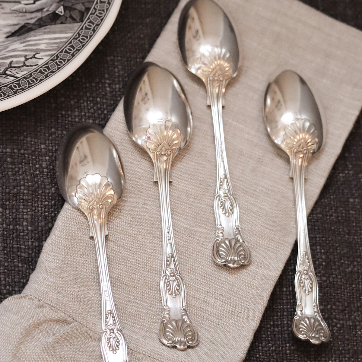 Kings Pattern Shell set of 4 spoons