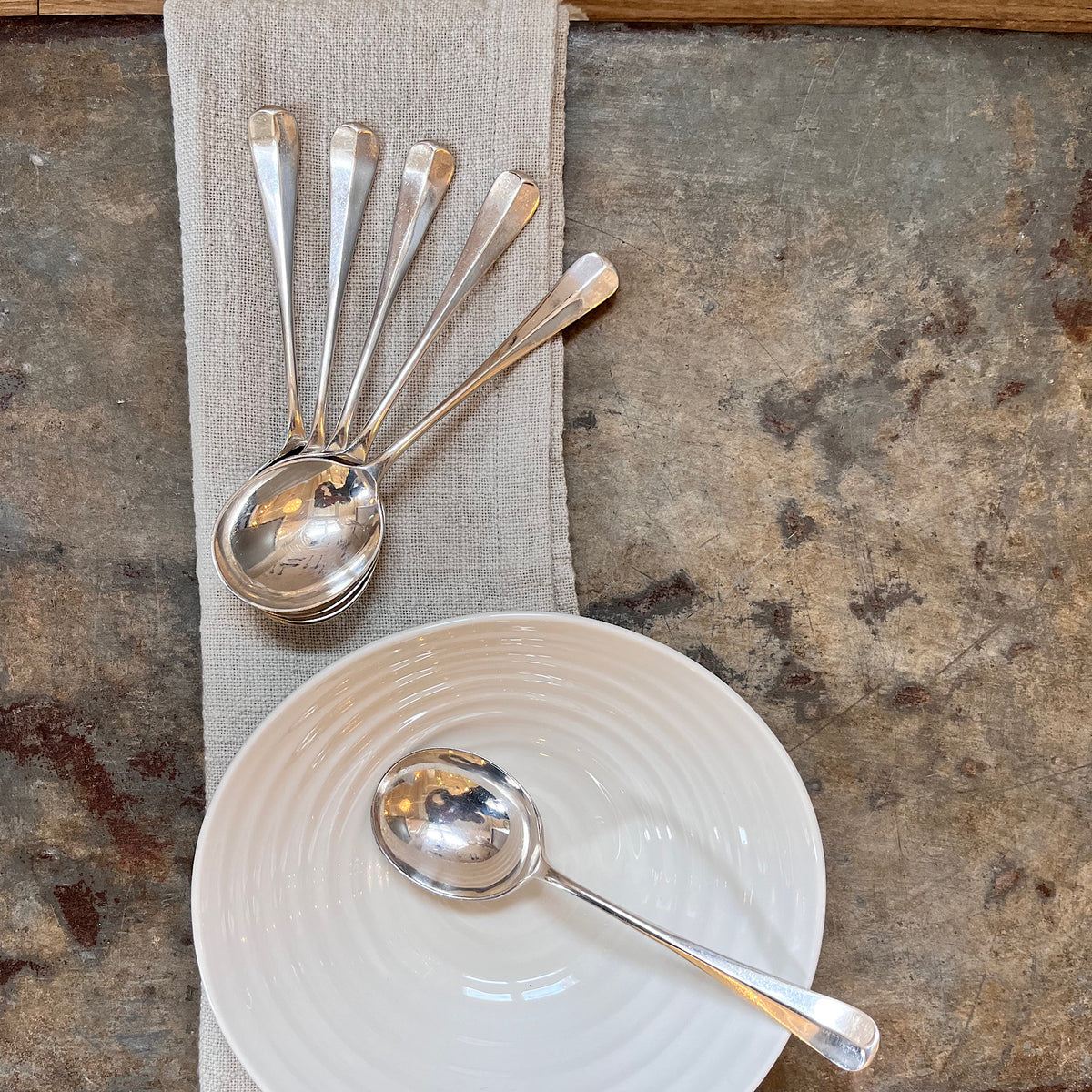 Silver Plate Mappin + Webb Soup Spoons
