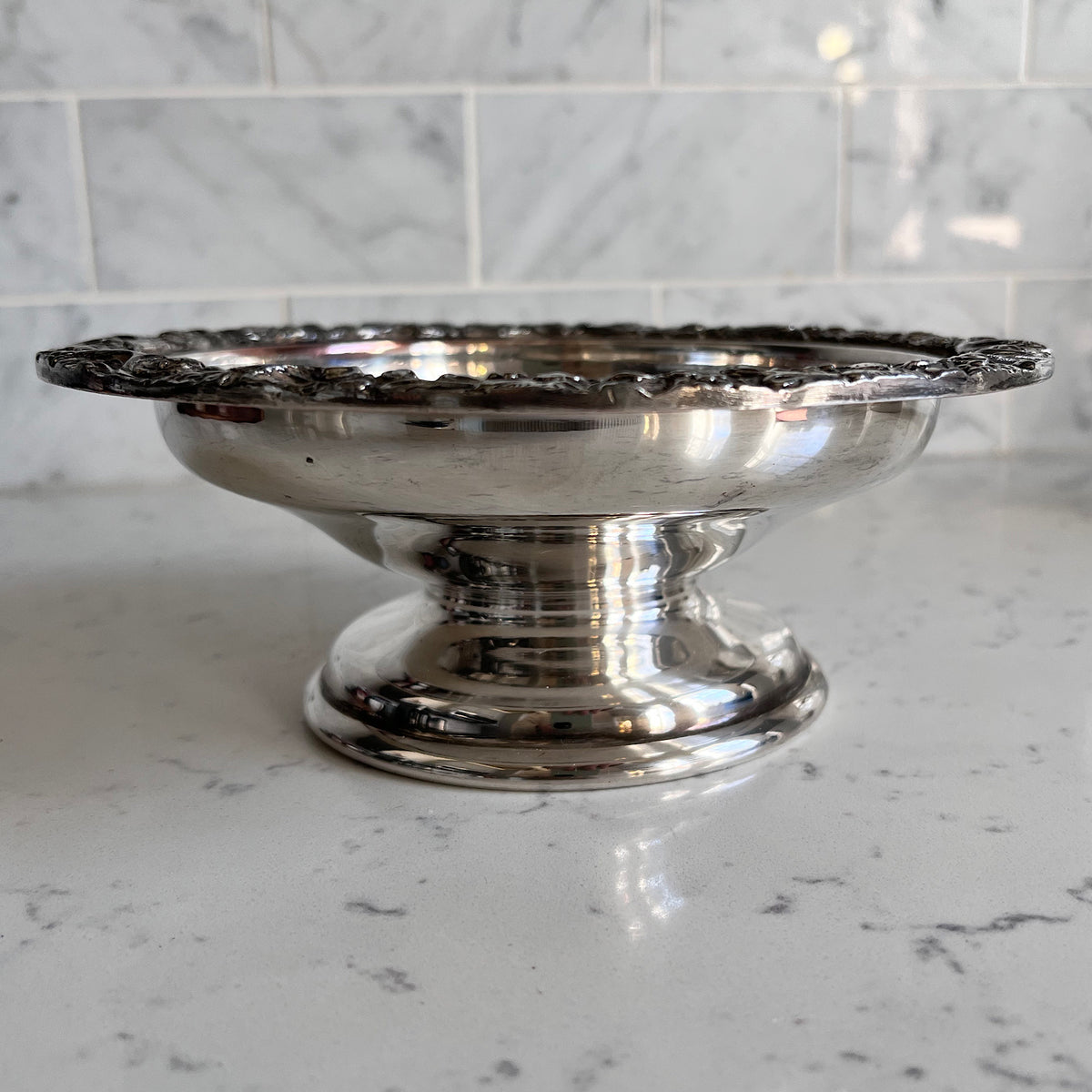 Heavy Footed Silver Plate Dish