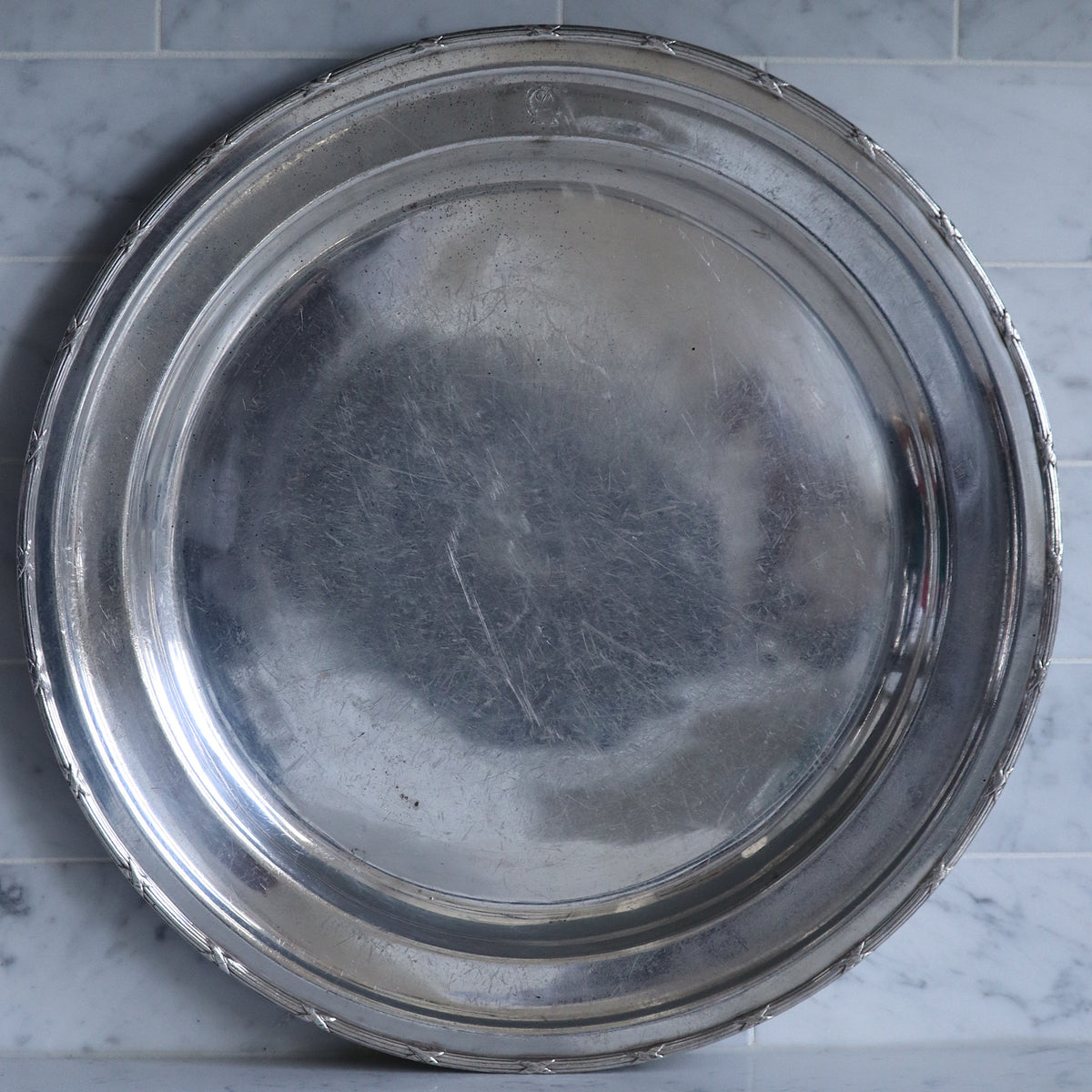 Antique Silver Serving Tray, 15.5&quot;