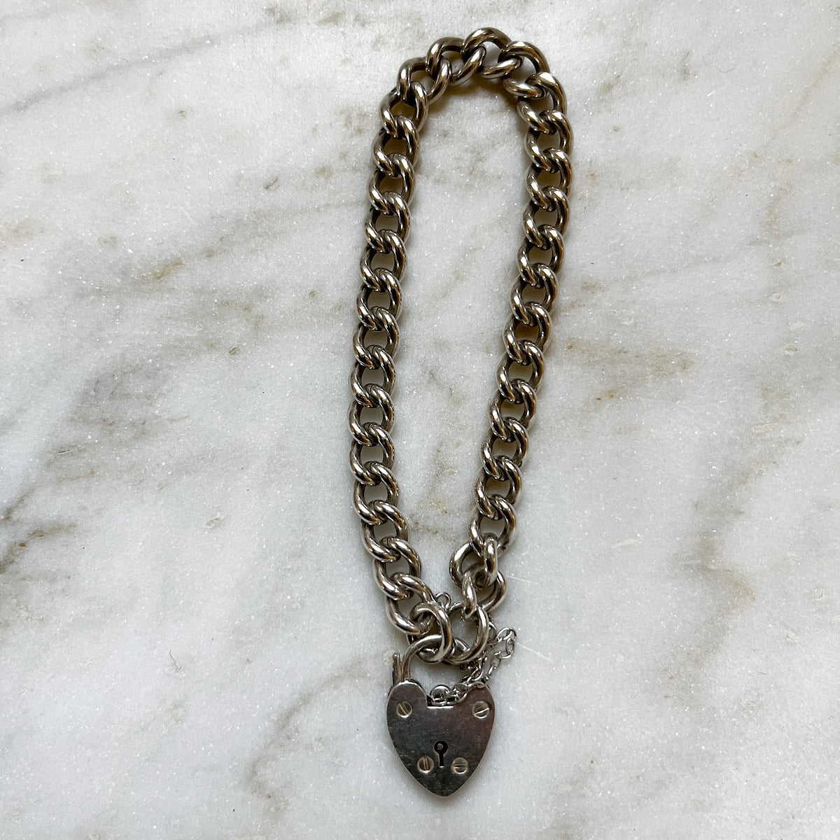 Antique Pocket Watch Chain Bracelet With Heart