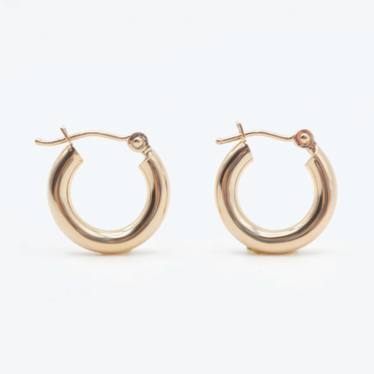 14k Solid Gold Hollow Thick Hoops