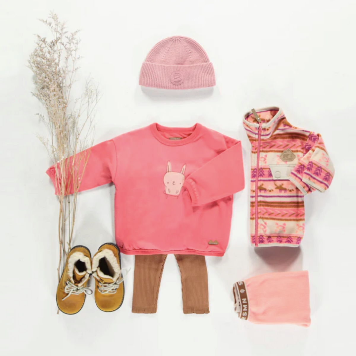 Pink Long Sleeved T-shirt with a Bunny in Soft Jersey, Baby