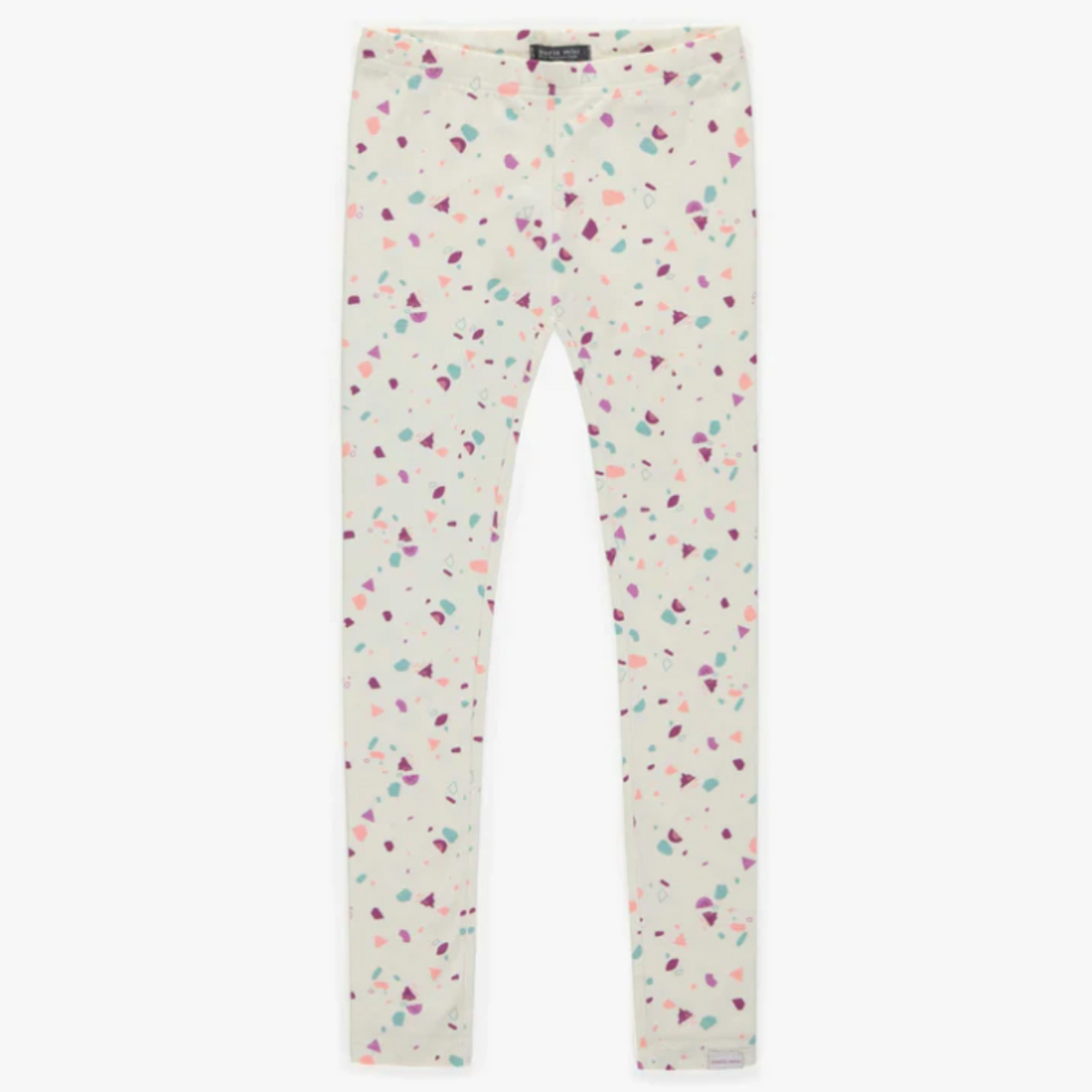 Cream Long Legging with Multicolored Pattern in Jersey, Child