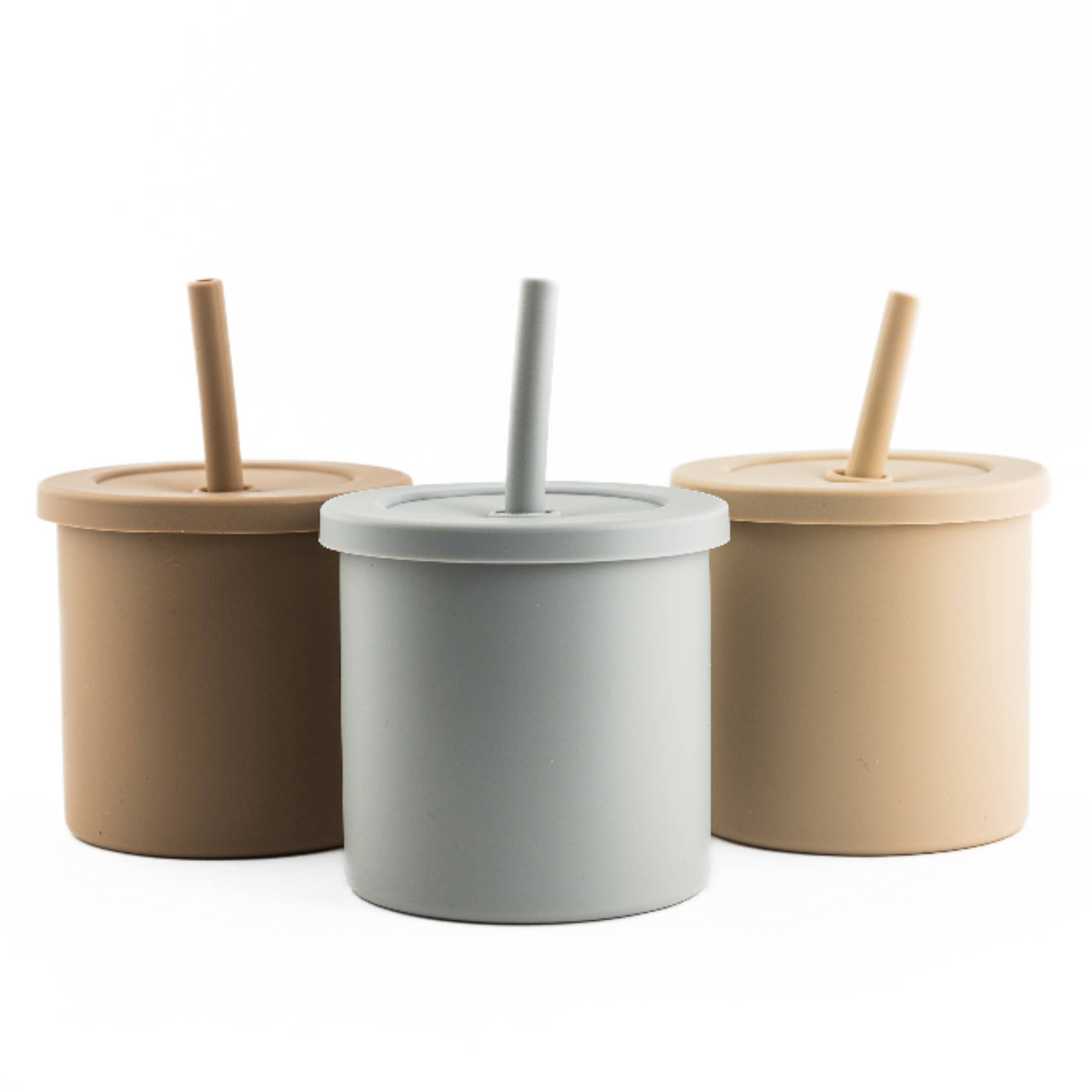 2 in 1 Straw Cup and Snack Container - Cool Tones: Brown