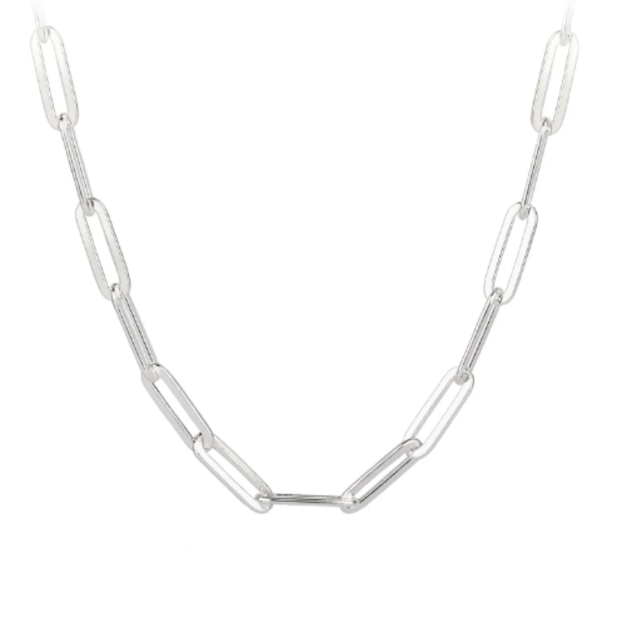 Pyrrha Bright Silver Large Paperclip Chain, 18&quot;