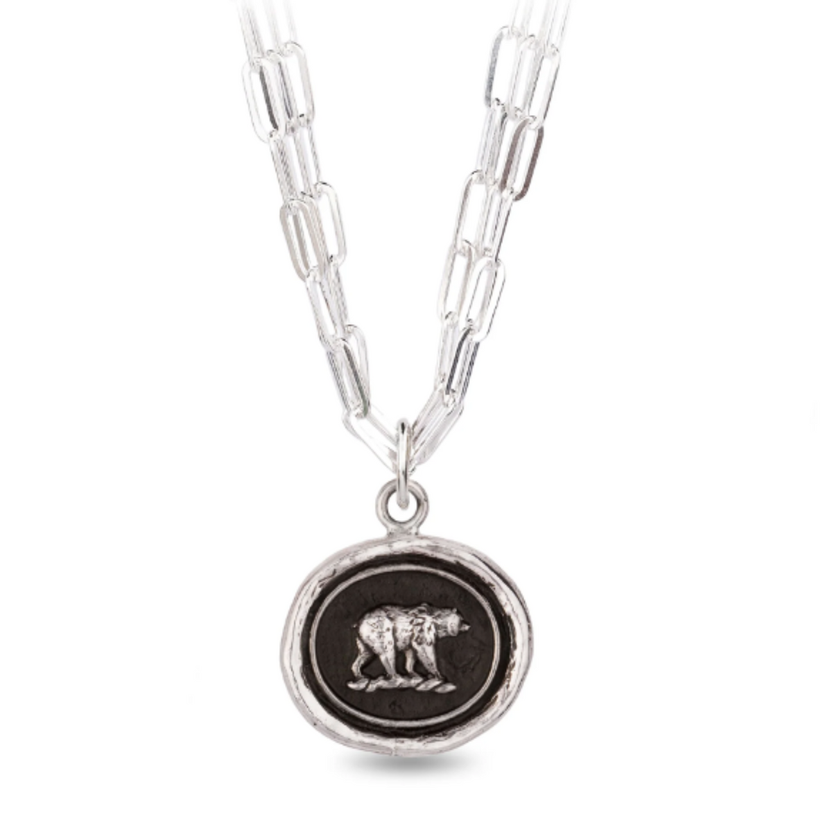 Mother Bear Bright Silver Triple Paperclip Chain