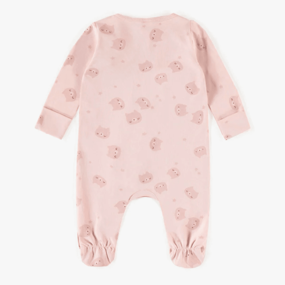 Pink Footed Pyjamas with Zipper, Organic Cotton