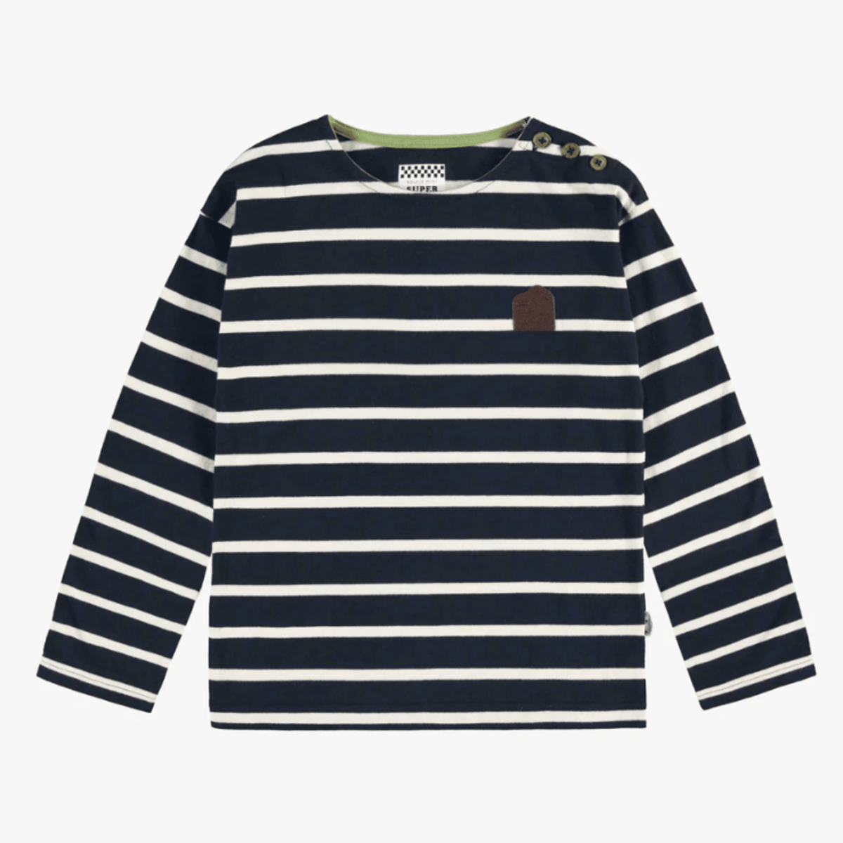 Striped Navy and Cream Long Sleeve Shirt, Child