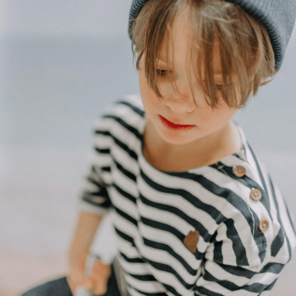 Striped Navy and Cream Long Sleeve Shirt, Child