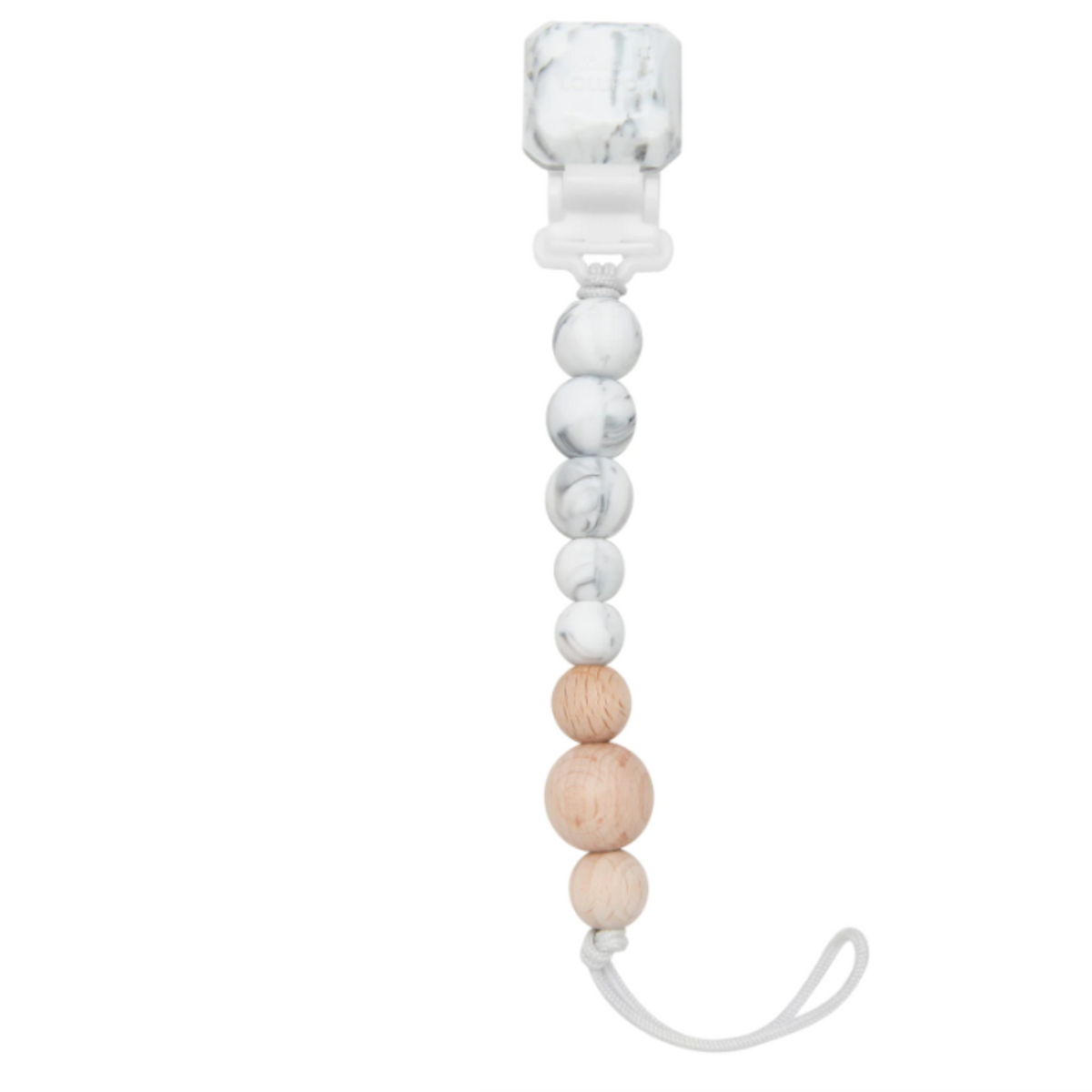 Colour Pop Silicone &amp; Wood Pacifier Clip - Marble
