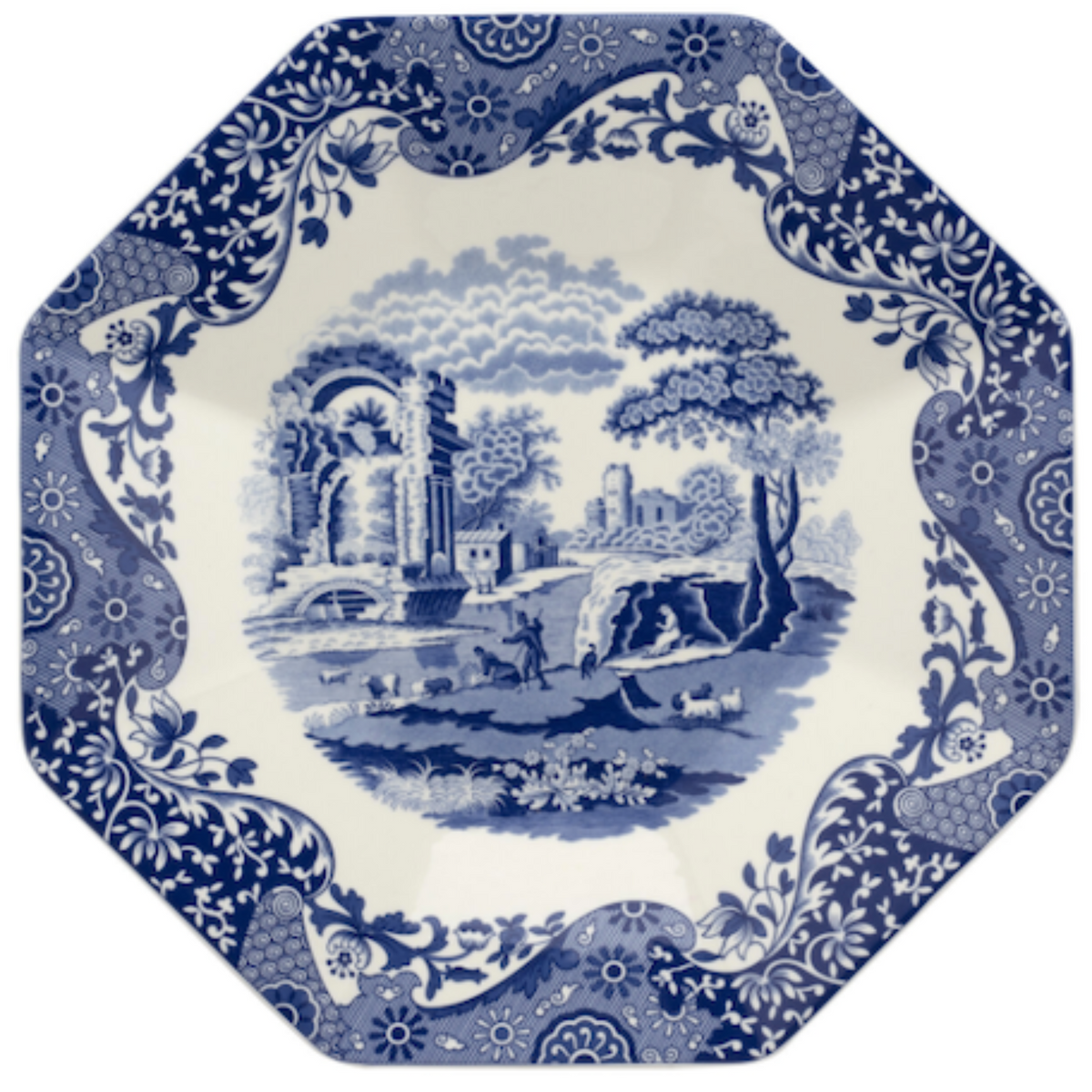 Spode Blue Italian Octagonal Platter, 14&quot;