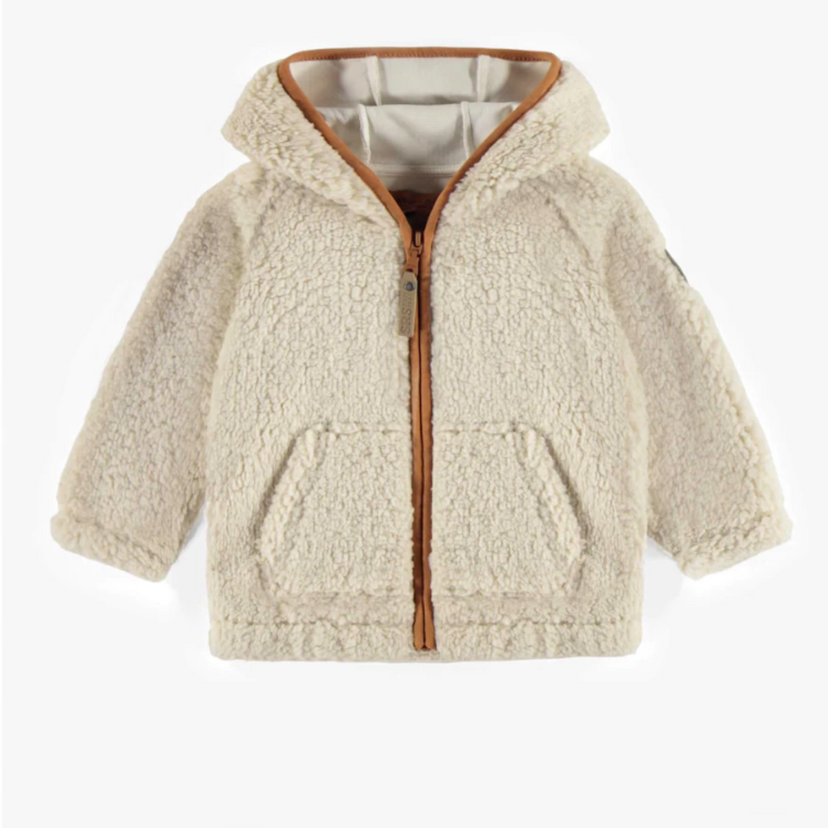 Ivory Sherpa Jacket with Hood, Baby