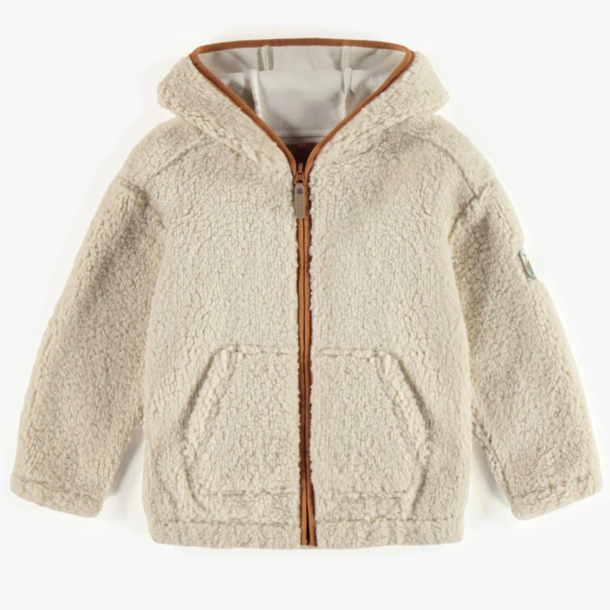 Ivory Sherpa Jacket with Hood, Child