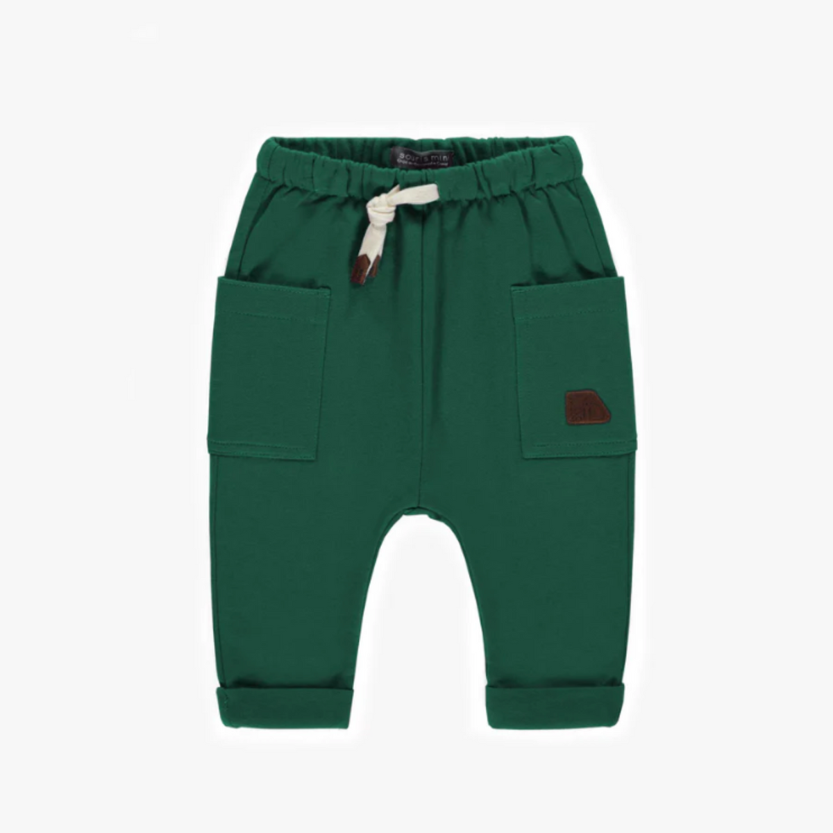 Green Casual Fit Pants in Cotton, Toddler