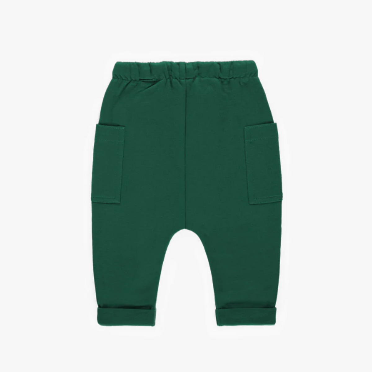 Green Casual Fit Pants in Cotton, Baby