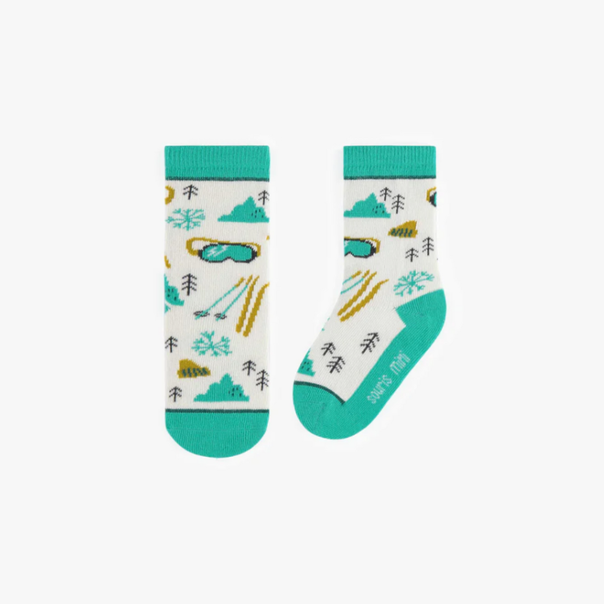 Turquoise Ski Pattern Socks, Baby