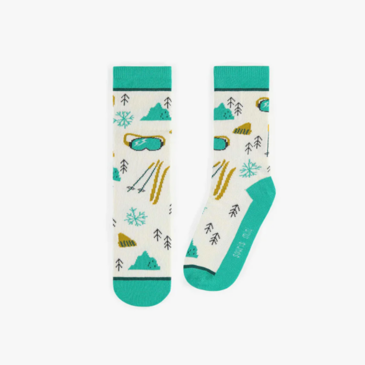 Turquoise Ski Pattern Socks, Child