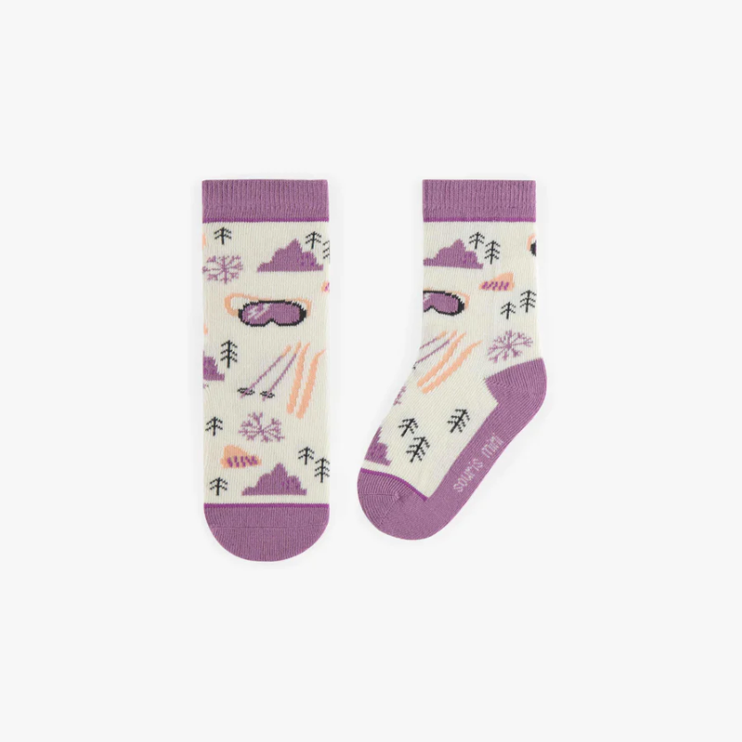 Purple Ski Pattern Socks, Baby