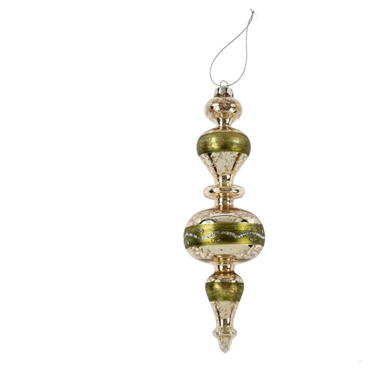 Ava Spindle Glass Ornament, Light Green