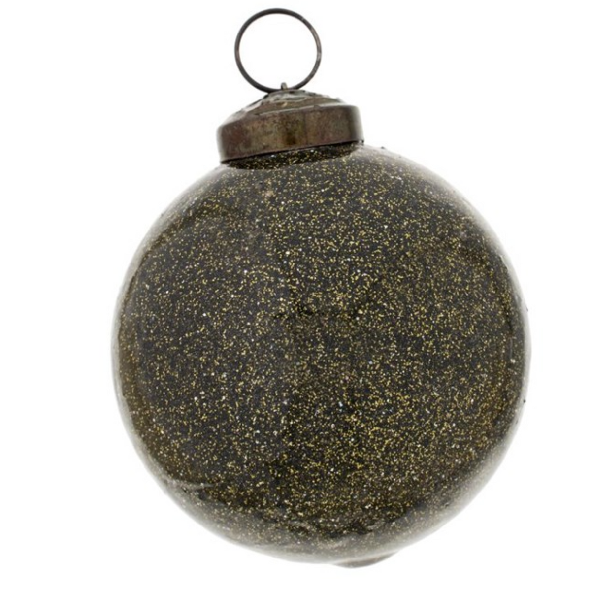 Glitter Ball Ornament L, Dark Moss