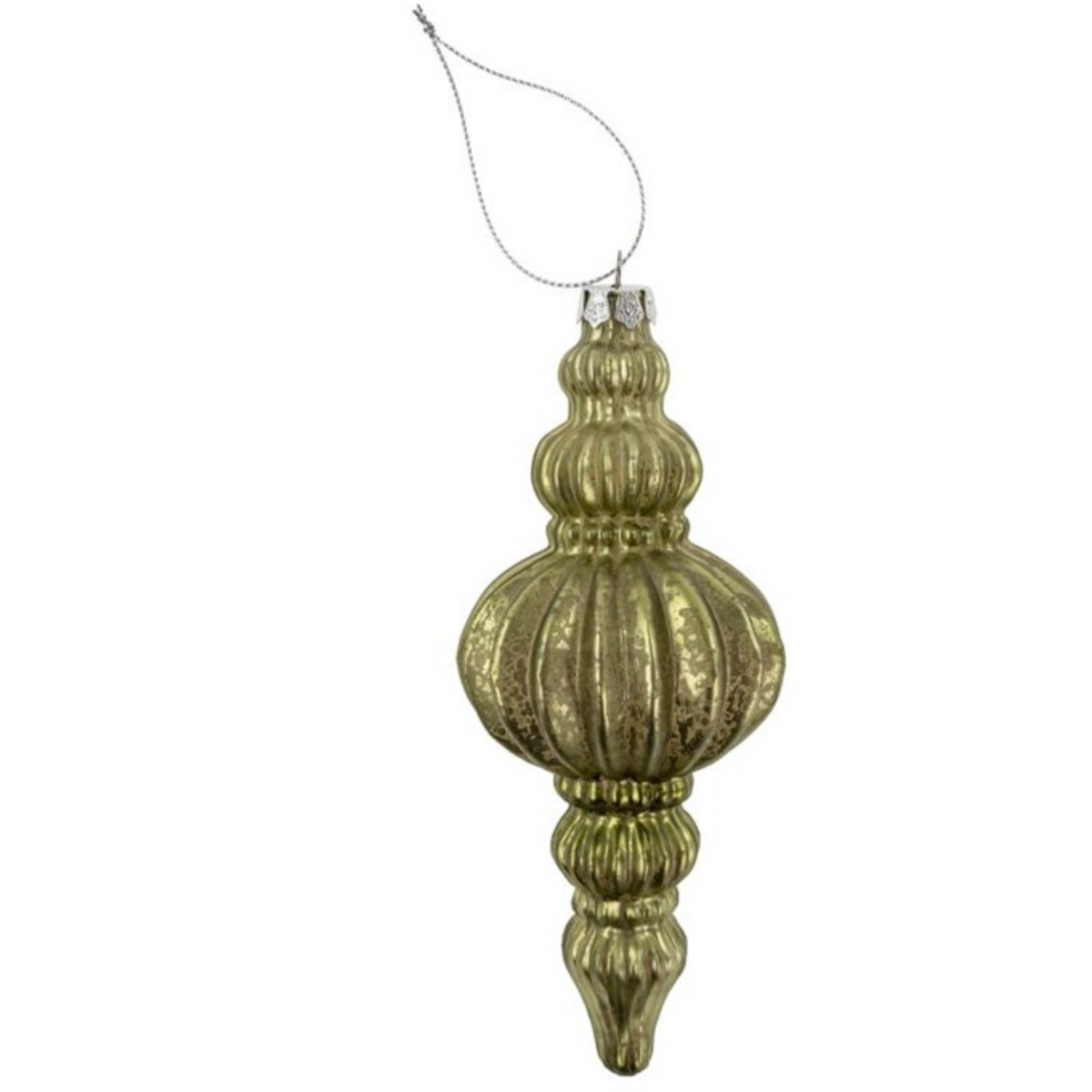 Belle Spindle Glass Ornament, Light Green
