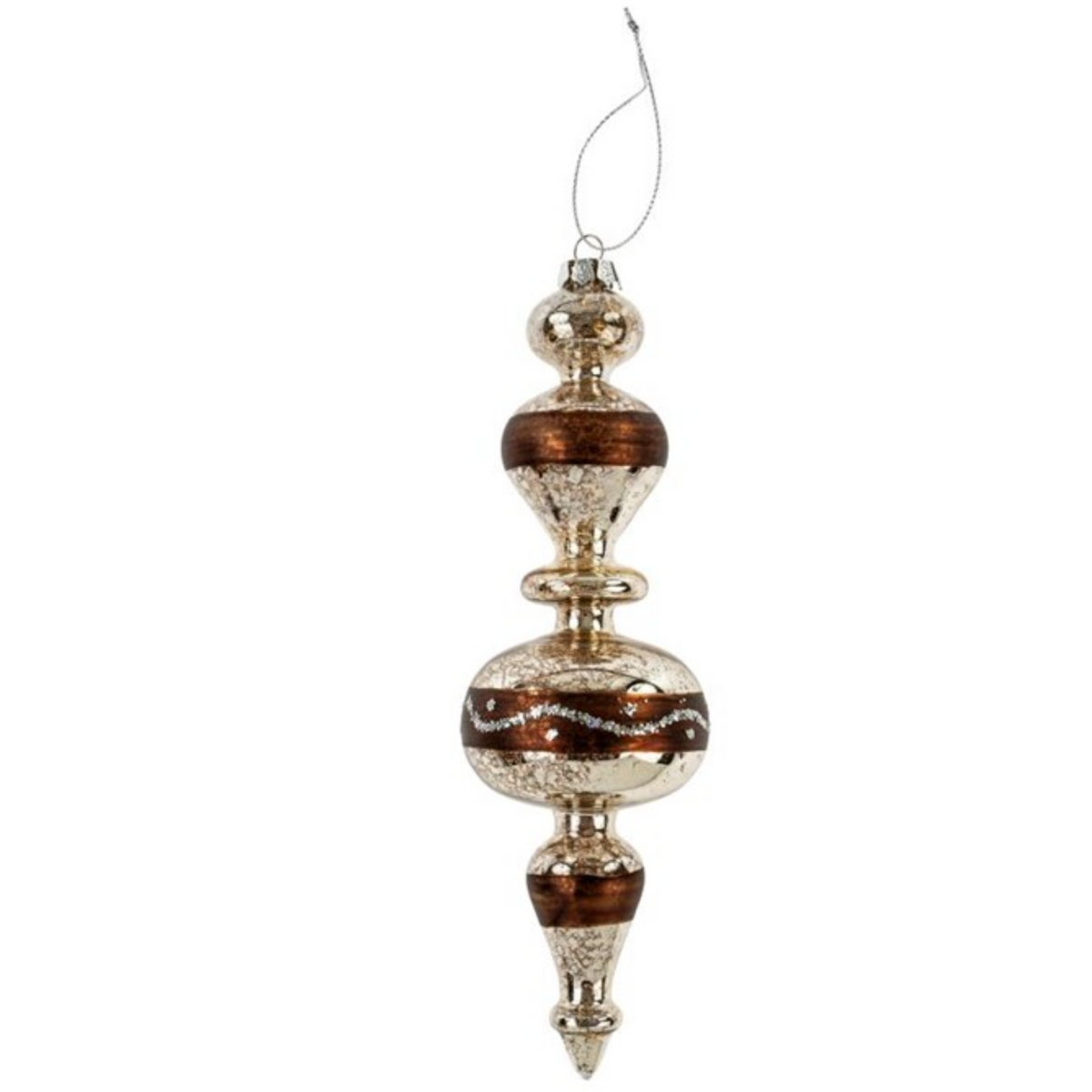 Ava Spindle Glass Ornament, Brown