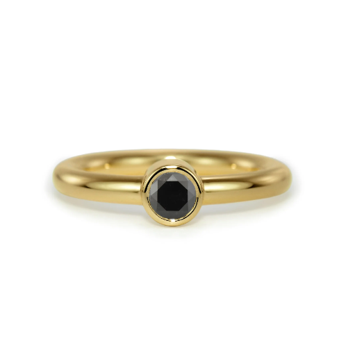 Slice Solitaire Black Diamond Ring