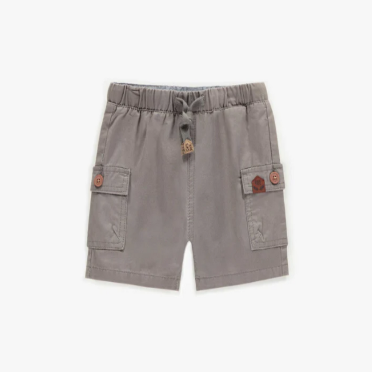 Grey Twill Cargo Shorts, Baby
