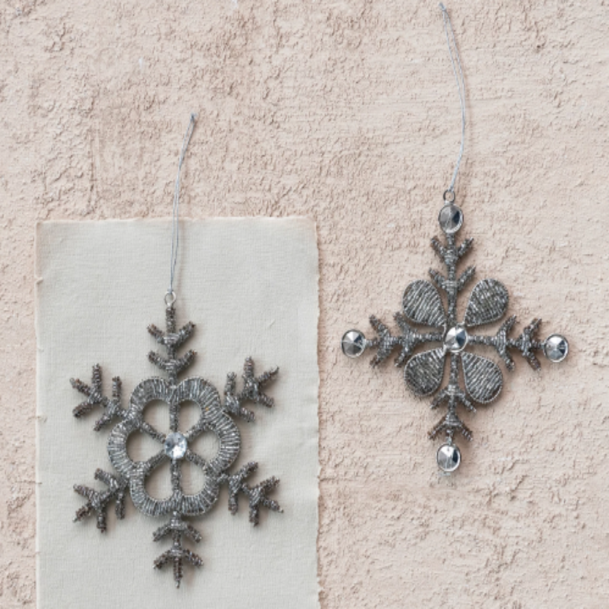 Glass Beaded Metal &amp; Acrylic Jewel Snowflake Ornament