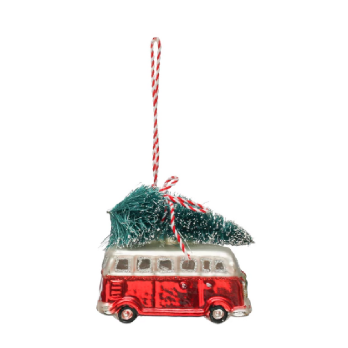 Hand-Painted Glass Vintage Bus Ornament