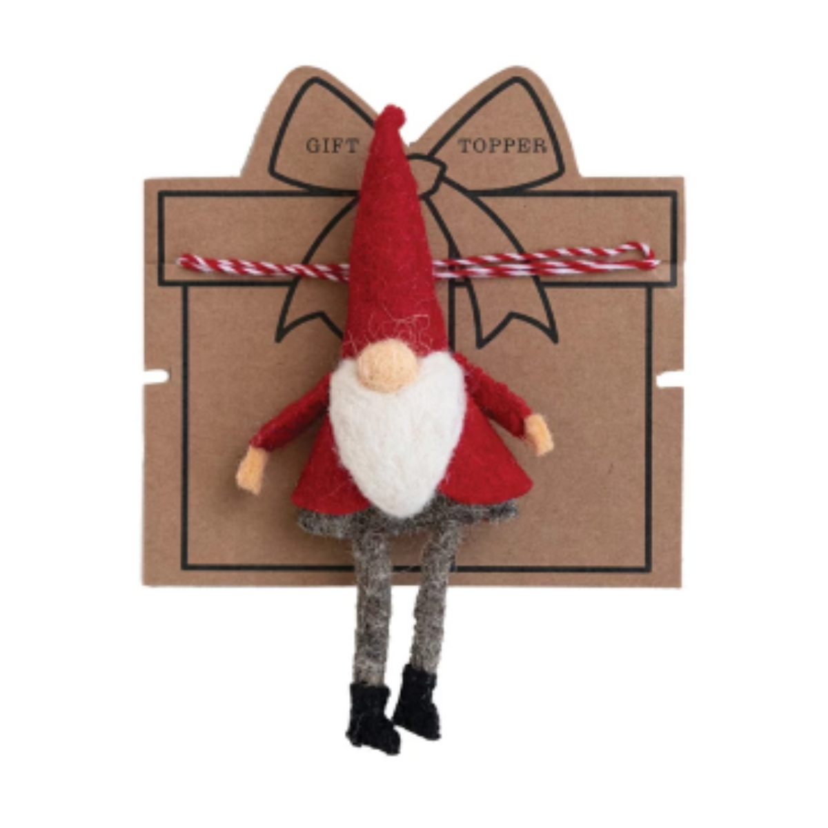 Handmade Wool Felt Gnome Gift Topper
