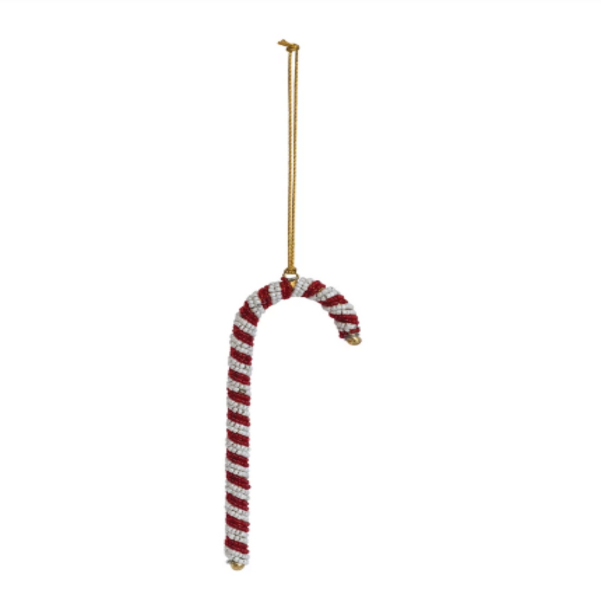 Imperfect Glass Beaded Candy Cane Ornament