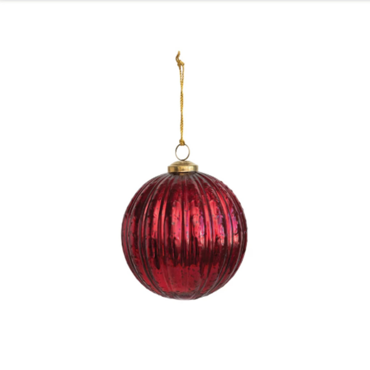 6&quot; Round Embossed Glass Ball Ornament, Red