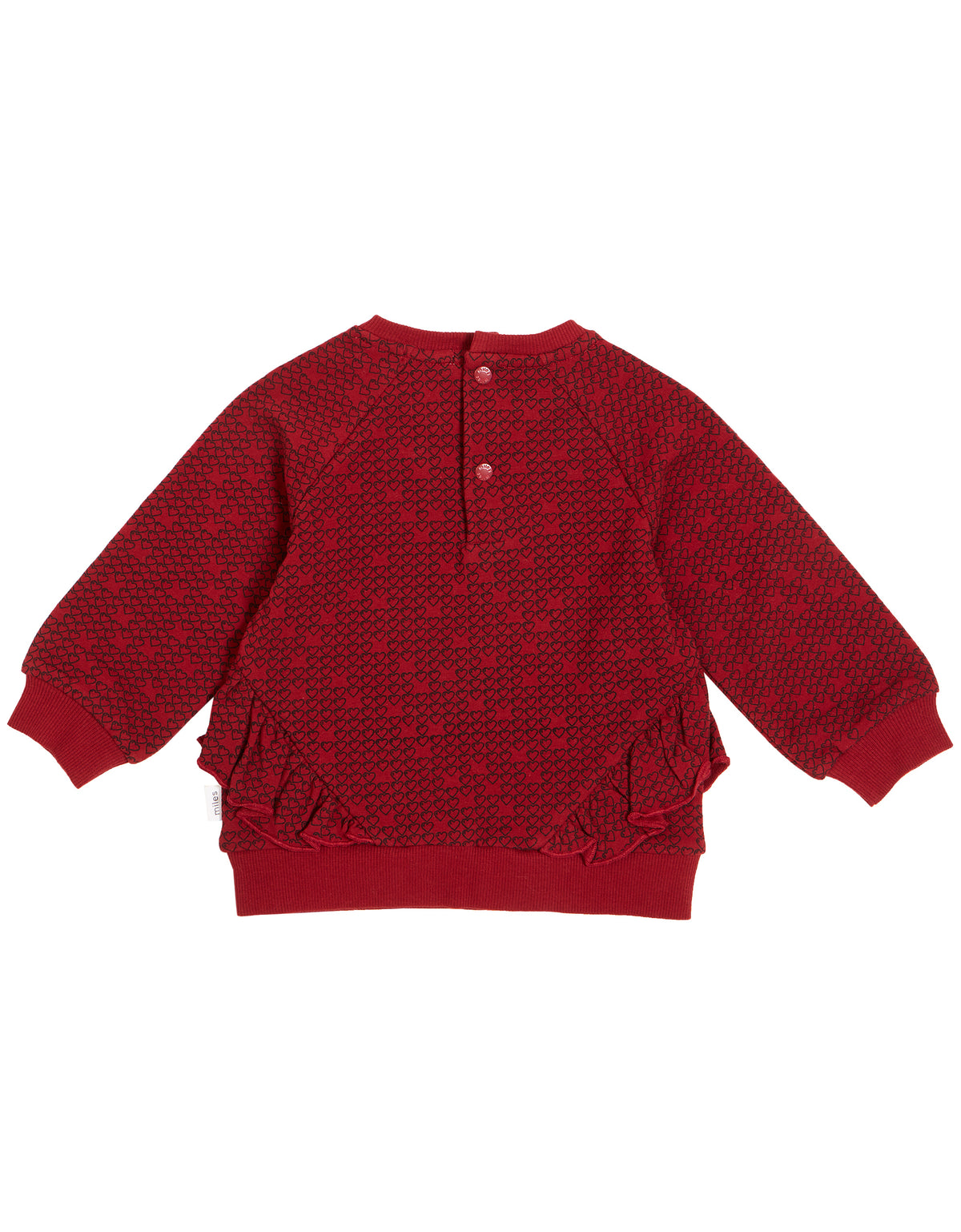 Red Sweatshirt with Hearts and Ruffles