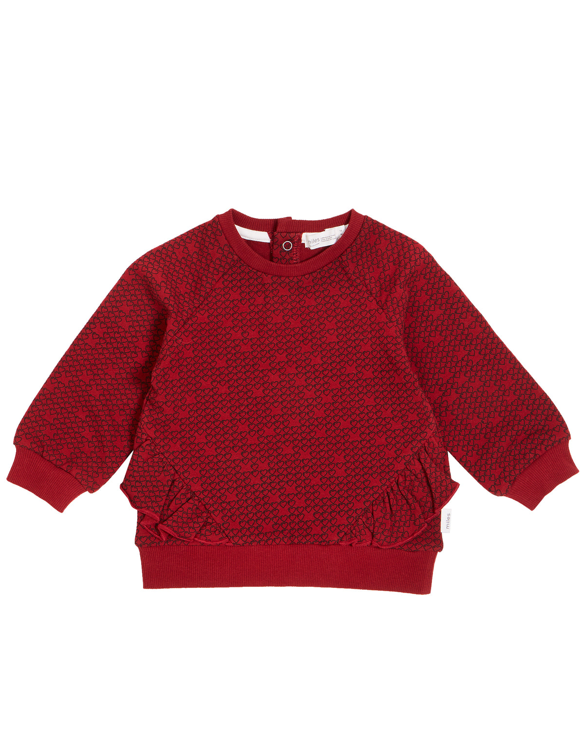 Red Sweatshirt with Hearts and Ruffles