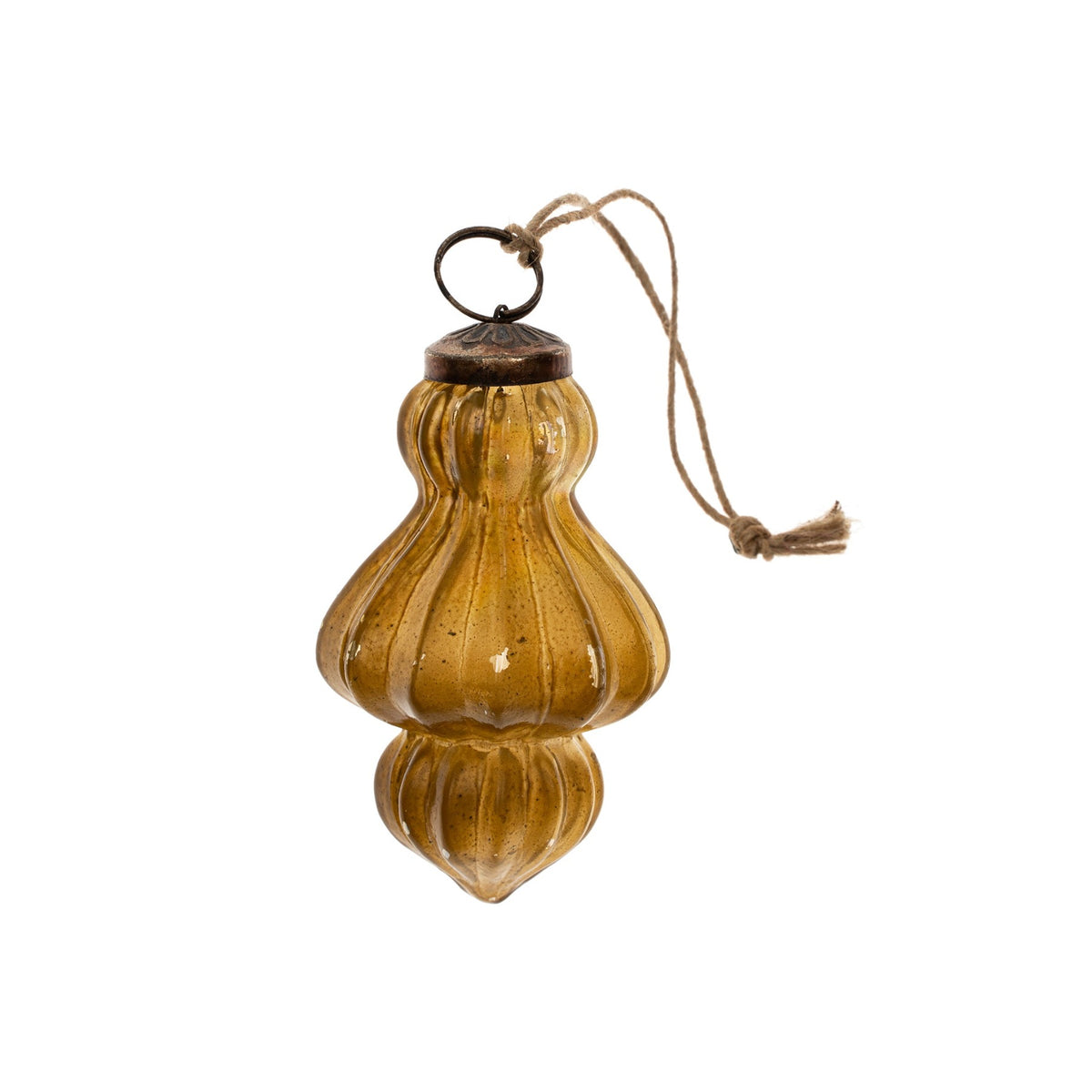 Glass Spindle Ornament Small, Gold
