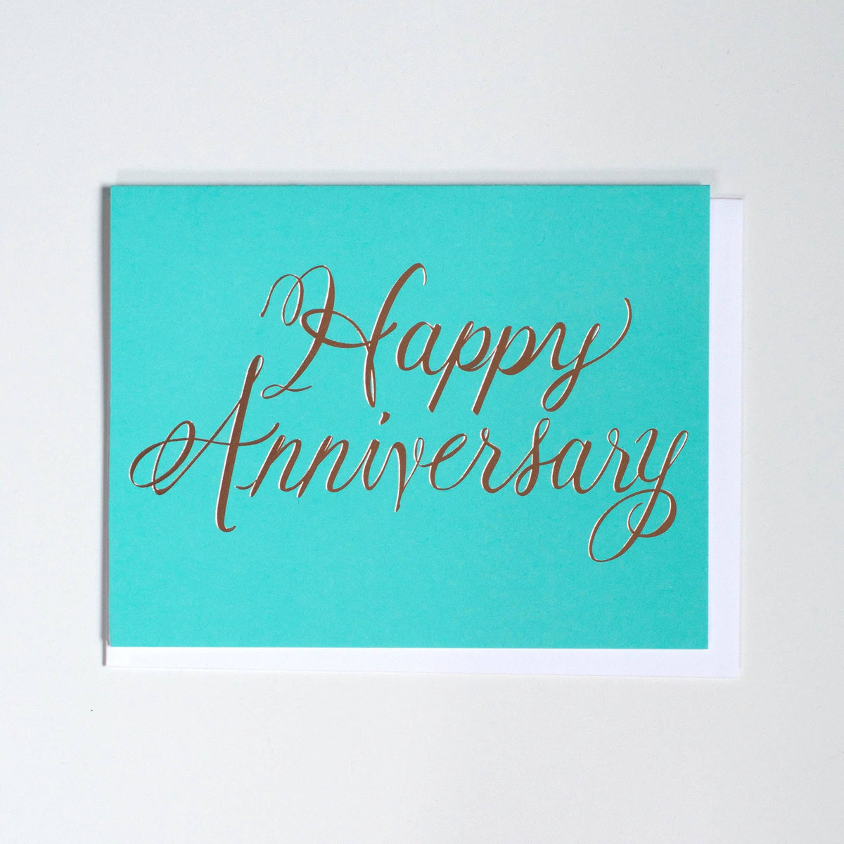 Banquet Workshop - Rose Gold Foil Happy Anniversary Note Card