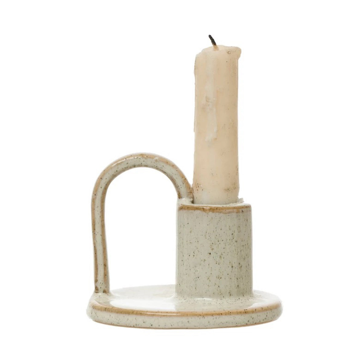Stoneware Candle Holder with Handle