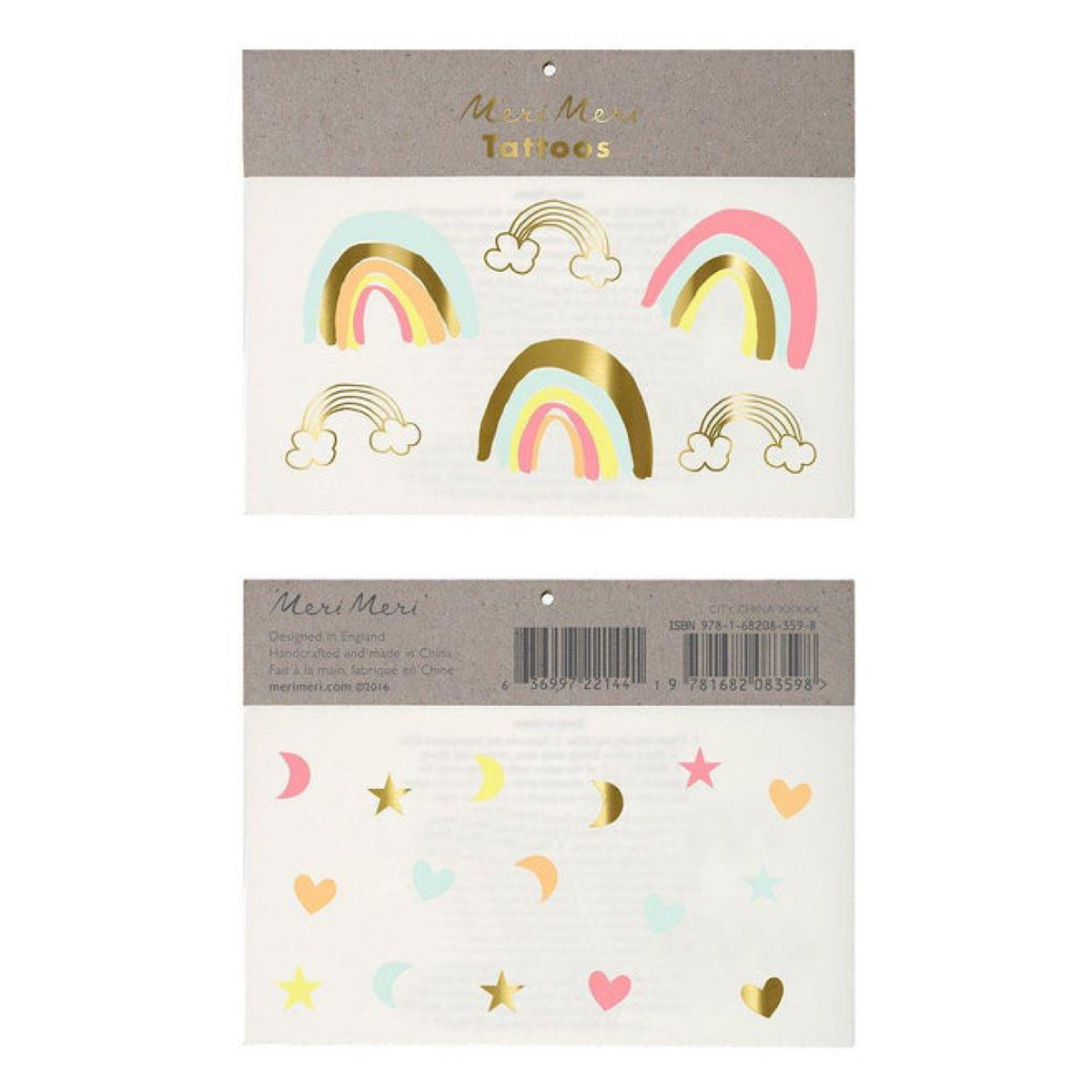 Neon Rainbows Large Tattoos, Set of 2 Sheets