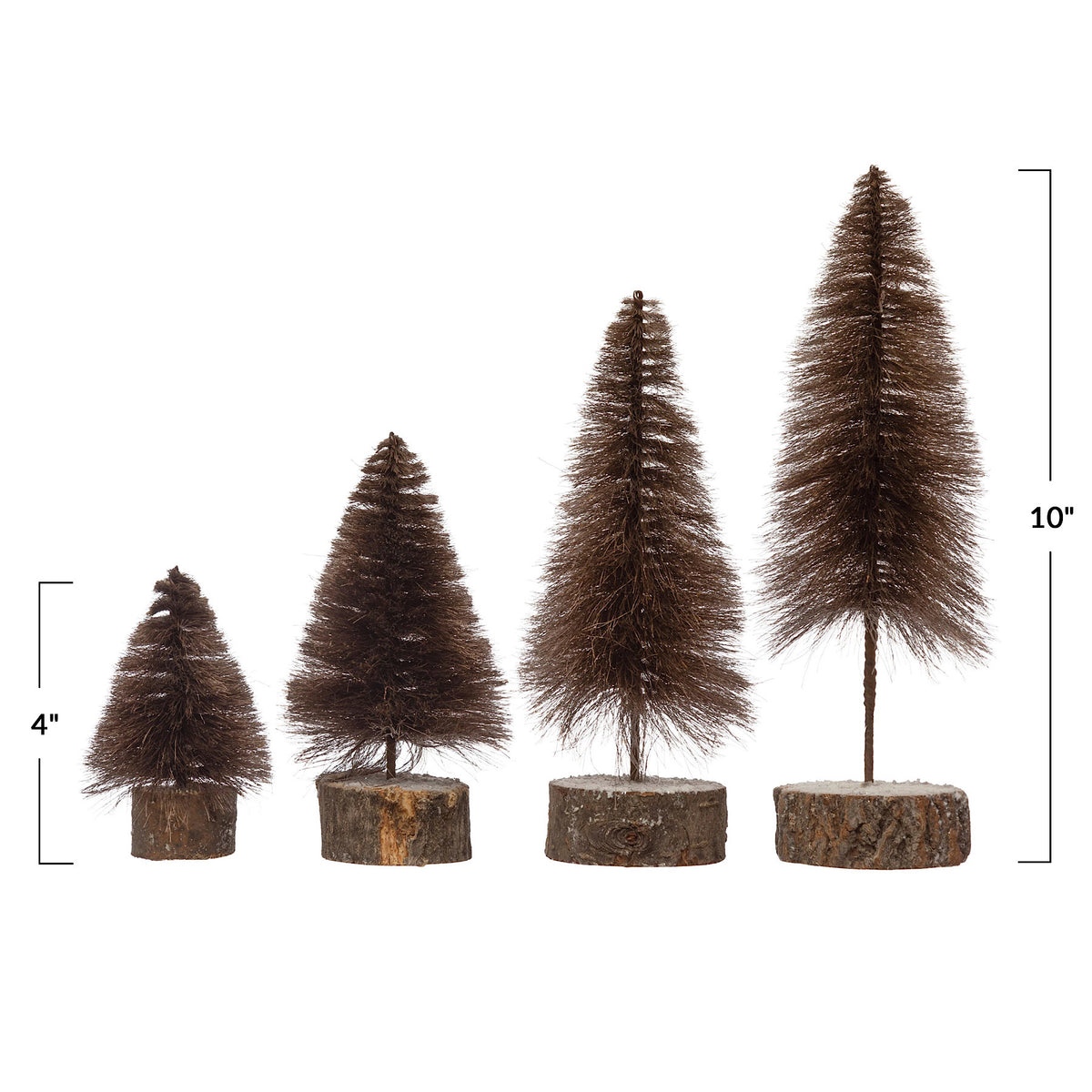 Brown Trees with Wood Slice Base, 4 Sizes